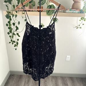 Private Luxuries Black Sequin Lace Cami Top Womens M Whimsygoth Y2K Sexy Glam